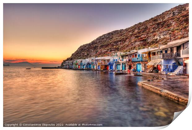 Sunset at Klima in Milos, Greece Print by Constantinos Iliopoulos