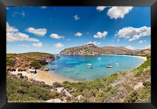 The bay of Fellos in Andros island, Greece Framed Print by Constantinos Iliopoulos