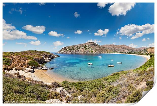 The bay of Fellos in Andros island, Greece Print by Constantinos Iliopoulos