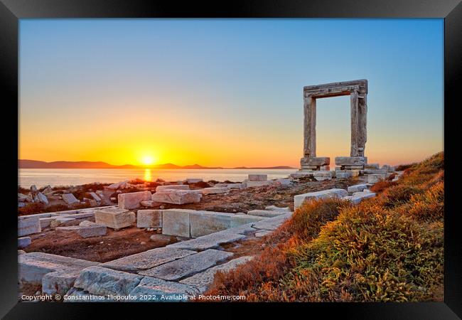 Sunset in Portara of Naxos, Greece Framed Print by Constantinos Iliopoulos