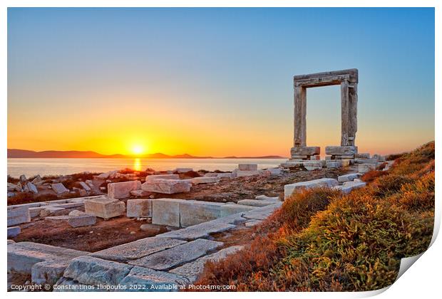 Sunset in Portara of Naxos, Greece Print by Constantinos Iliopoulos
