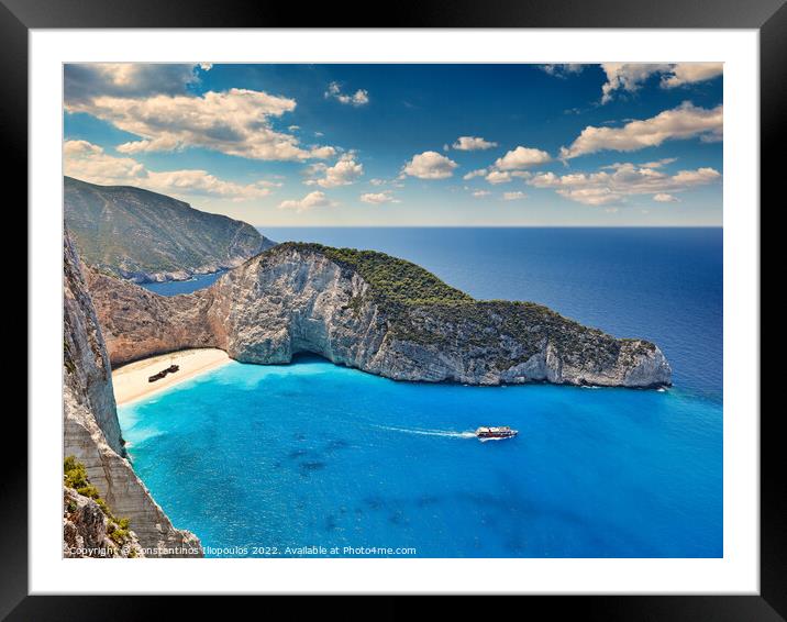 Navagio in Zakynthos island, Greece Framed Mounted Print by Constantinos Iliopoulos
