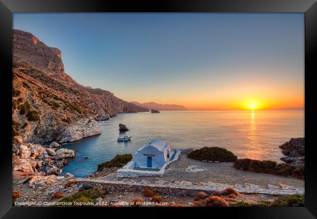 The sunrise from Agia Anna in Amorgos, Greece Framed Print by Constantinos Iliopoulos