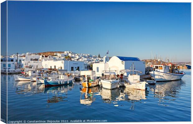 The port of Naousa in Paros, Greece Canvas Print by Constantinos Iliopoulos