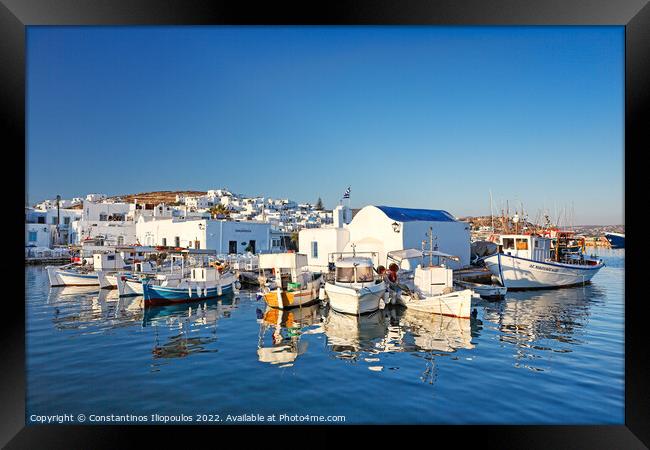 The port of Naousa in Paros, Greece Framed Print by Constantinos Iliopoulos
