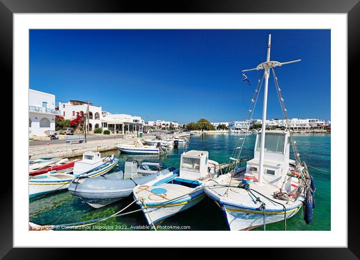 The port of Antiparos island, Greece Framed Mounted Print by Constantinos Iliopoulos
