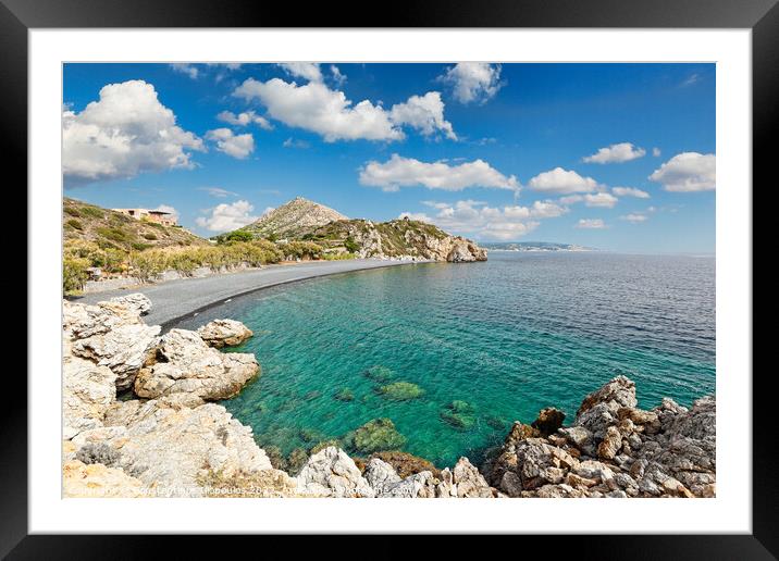The beach Mavra Volia in Chios, Greece Framed Mounted Print by Constantinos Iliopoulos