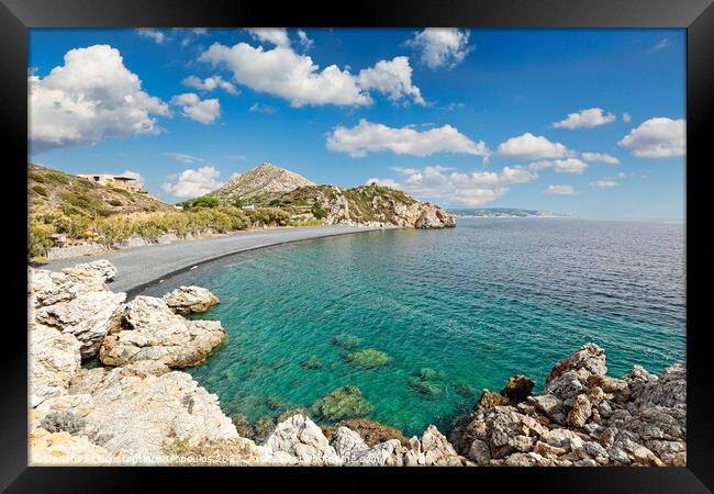 The beach Mavra Volia in Chios, Greece Framed Print by Constantinos Iliopoulos