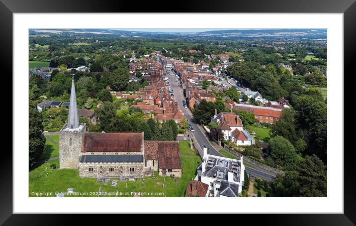 An aerial view of West Malling Kent Framed Mounted Print by John Gilham