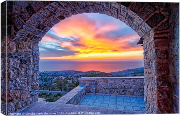 Sunset from Avgonyma of Chios, Greece Canvas Print by Constantinos Iliopoulos