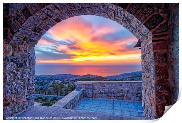 Sunset from Avgonyma of Chios, Greece Print by Constantinos Iliopoulos