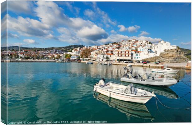 The port in the Chora of Skopelos, Greece Canvas Print by Constantinos Iliopoulos