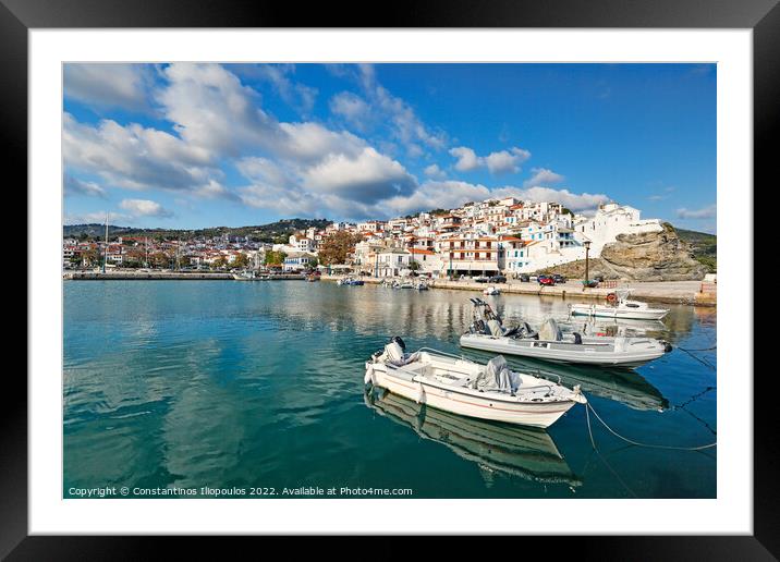 The port in the Chora of Skopelos, Greece Framed Mounted Print by Constantinos Iliopoulos