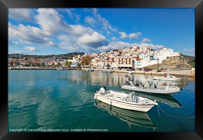The port in the Chora of Skopelos, Greece Framed Print by Constantinos Iliopoulos