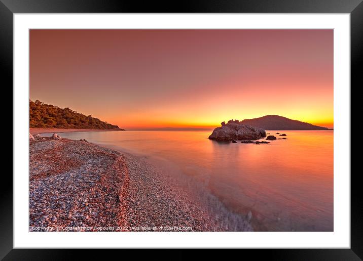The sunset at the beach Milia of Skopelos, Greece Framed Mounted Print by Constantinos Iliopoulos