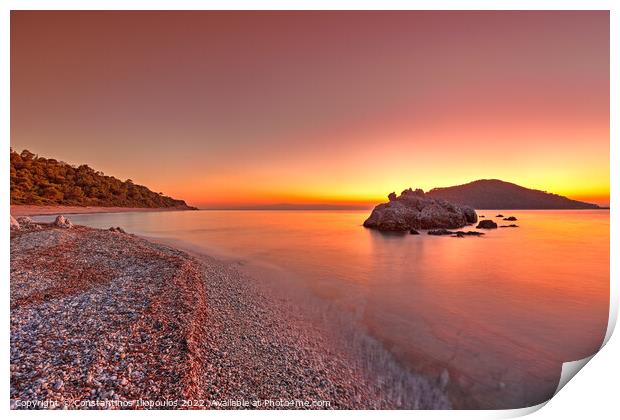 The sunset at the beach Milia of Skopelos, Greece Print by Constantinos Iliopoulos