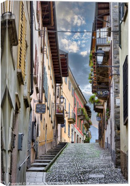 Connobio Street, Lake Maggiore, Italy Canvas Print by Stuart Wyatt