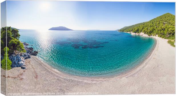 The beach Kastani of Skopelos from drone, Greece Canvas Print by Constantinos Iliopoulos