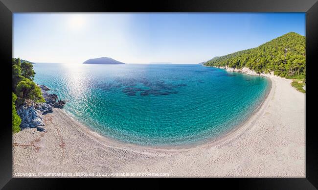 The beach Kastani of Skopelos from drone, Greece Framed Print by Constantinos Iliopoulos
