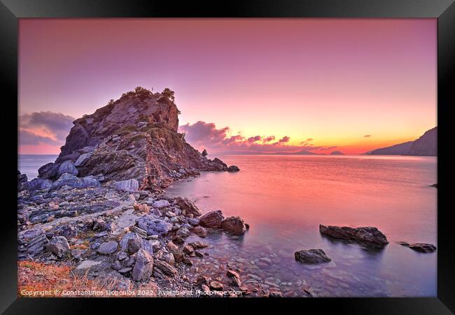 The sunrise at Agios Ioannis Kastri of Skopelos, Greece Framed Print by Constantinos Iliopoulos
