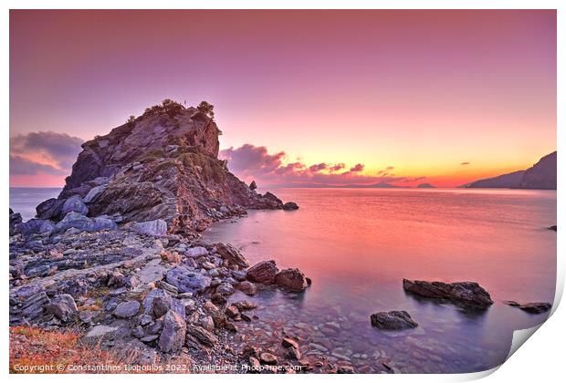 The sunrise at Agios Ioannis Kastri of Skopelos, Greece Print by Constantinos Iliopoulos