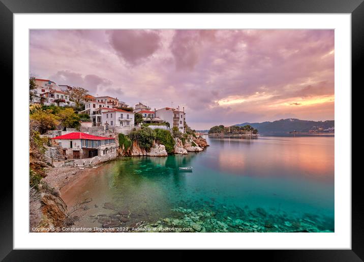 The sunrise at the old port in Skiathos, Greece Framed Mounted Print by Constantinos Iliopoulos