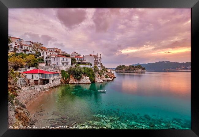 The sunrise at the old port in Skiathos, Greece Framed Print by Constantinos Iliopoulos