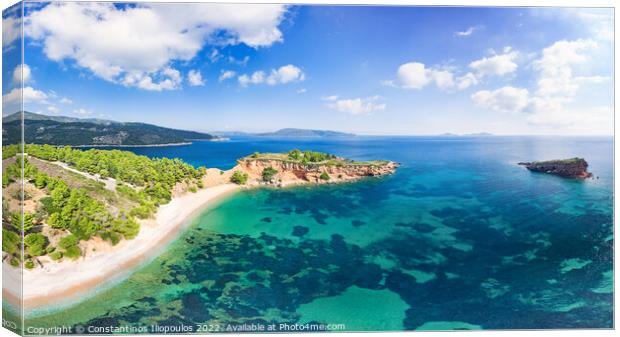 The beach Kokkinokastro of Alonissos from drone, Greece Canvas Print by Constantinos Iliopoulos