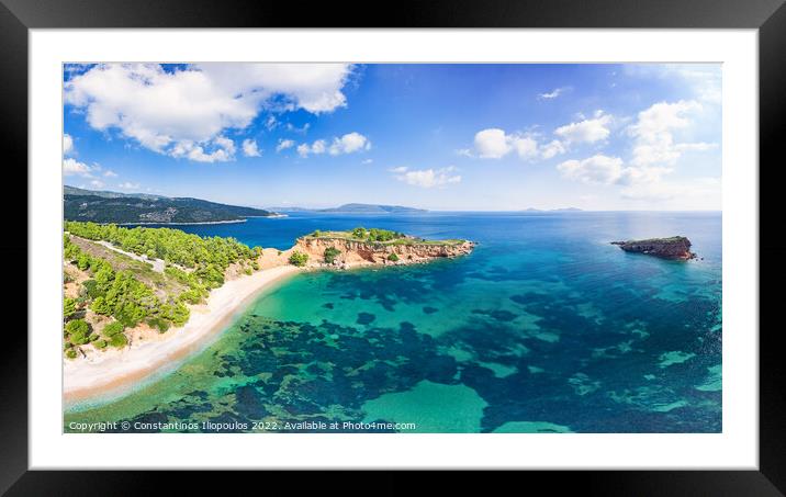 The beach Kokkinokastro of Alonissos from drone, Greece Framed Mounted Print by Constantinos Iliopoulos