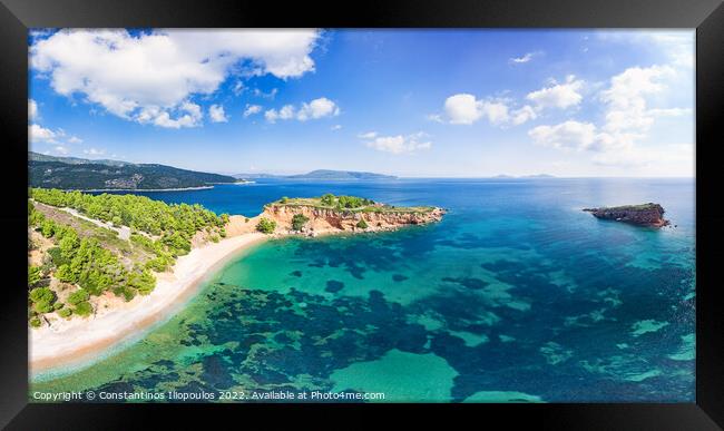 The beach Kokkinokastro of Alonissos from drone, Greece Framed Print by Constantinos Iliopoulos