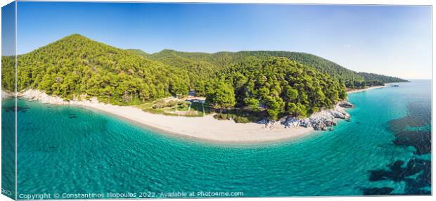 The beaches Kastani and Milia of Skopelos from drone, Greece Canvas Print by Constantinos Iliopoulos