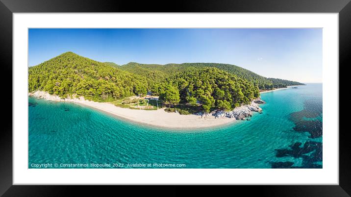 The beaches Kastani and Milia of Skopelos from drone, Greece Framed Mounted Print by Constantinos Iliopoulos