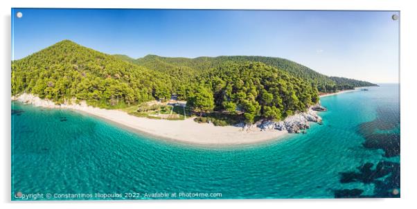 The beaches Kastani and Milia of Skopelos from drone, Greece Acrylic by Constantinos Iliopoulos