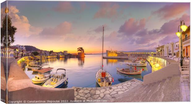The sunrise at the port of Nafpaktos, Greece Canvas Print by Constantinos Iliopoulos