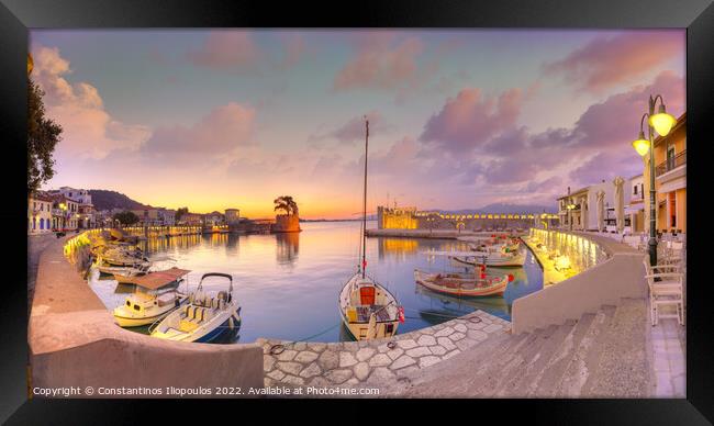 The sunrise at the port of Nafpaktos, Greece Framed Print by Constantinos Iliopoulos