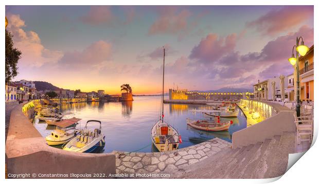 The sunrise at the port of Nafpaktos, Greece Print by Constantinos Iliopoulos