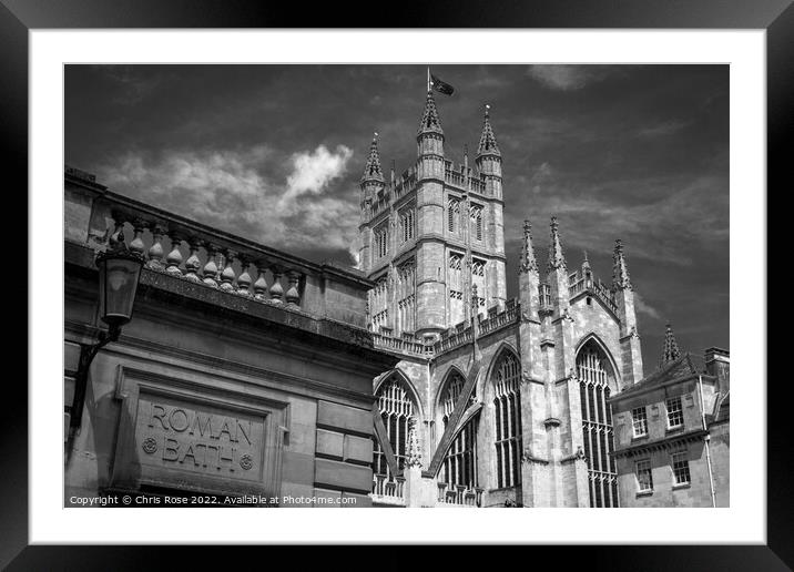 Bath Abbey and Roman Baths sign Framed Mounted Print by Chris Rose