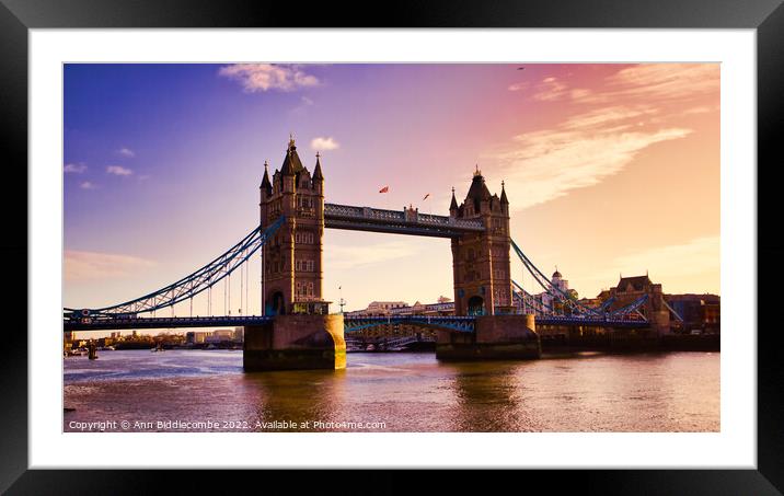 Tower bridge from near the tower of London Framed Mounted Print by Ann Biddlecombe