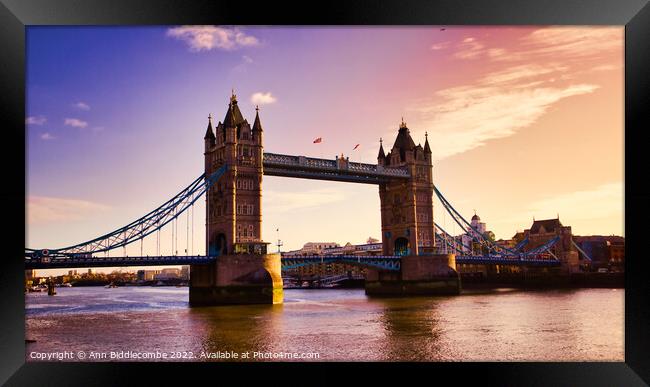 Tower bridge from near the tower of London Framed Print by Ann Biddlecombe