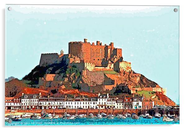 Mont Orgueil, Jersey. (illustration) Acrylic by john hill