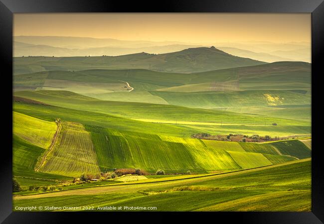 Apulia countryside, rolling hills landscape. Poggiorsini, Italy Framed Print by Stefano Orazzini