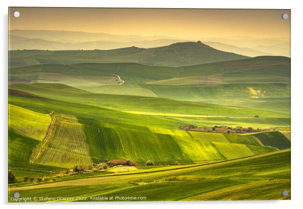 Apulia countryside, rolling hills landscape. Poggiorsini, Italy Acrylic by Stefano Orazzini