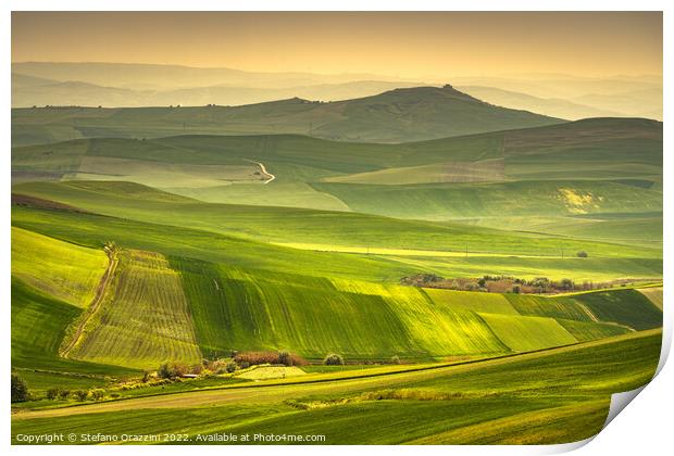 Apulia countryside, rolling hills landscape. Poggiorsini, Italy Print by Stefano Orazzini