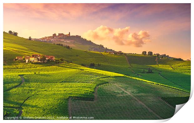 Langhe vineyards view, Barolo and La Morra, Piedmont, Italy Print by Stefano Orazzini
