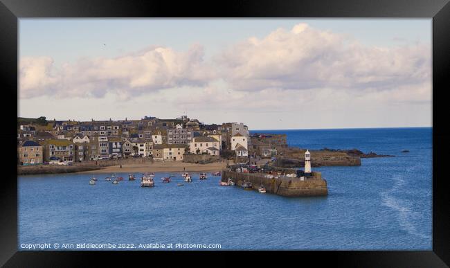 St Ives Harbour Framed Print by Ann Biddlecombe
