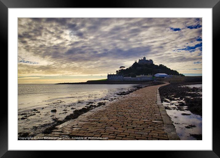 St Michaels Mount in Cornwall just as the tide had Framed Mounted Print by Ann Biddlecombe