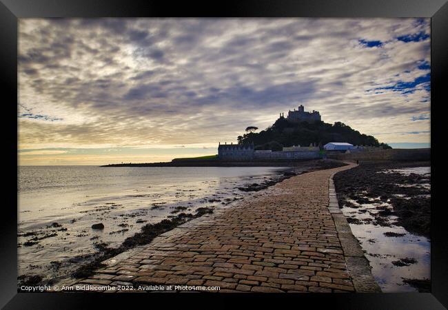 St Michaels Mount in Cornwall just as the tide had Framed Print by Ann Biddlecombe
