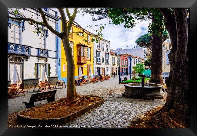  Colorful facades in the streets of the old town of San cristoba Framed Print by Joaquin Corbalan