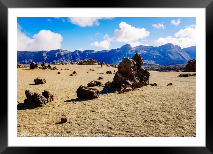 Panoramic view of the pumice stone mines of San José, in the Te Framed Mounted Print by Joaquin Corbalan