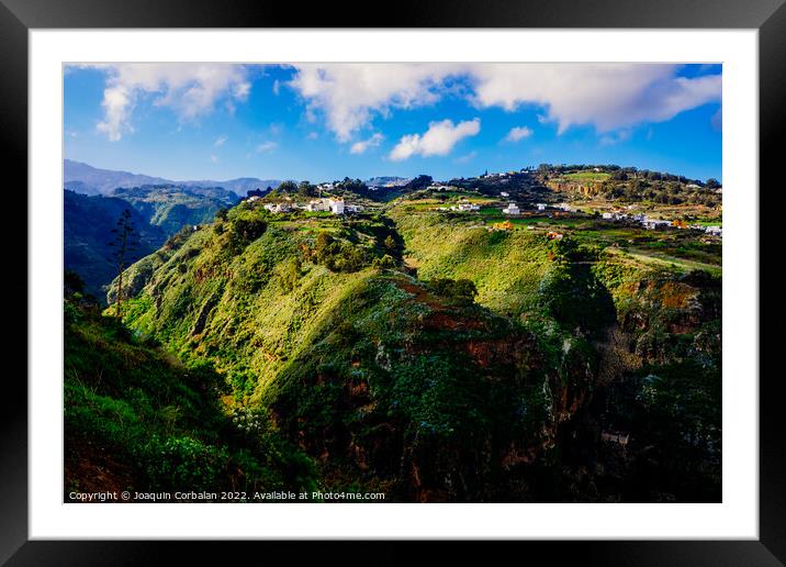 View of the Moya ravine, on the island of Gran Canaria, panorami Framed Mounted Print by Joaquin Corbalan